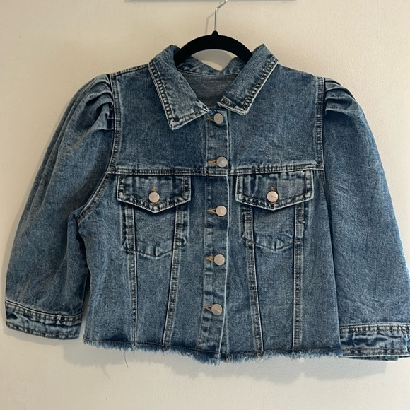 Evil eye Cropped half sleeve jean Jackets - Picture 2 of 5